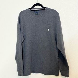 Polo Ralph Lauren Mens 2XL Gray Long Sleeve Waffle Knit Thermal Shirt